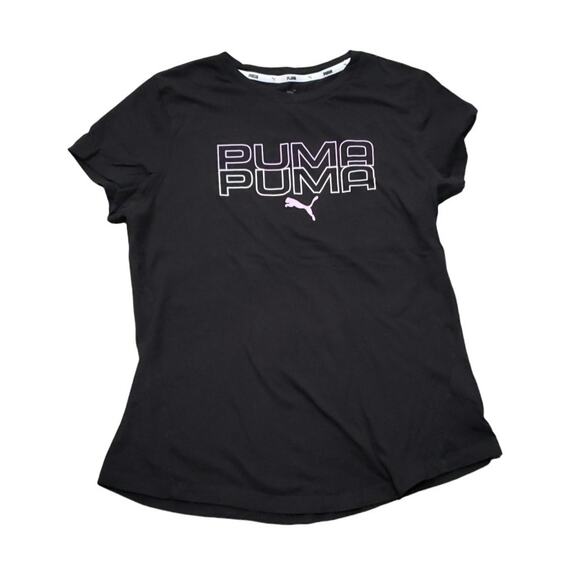 Puma Black Short Sleeve Crew Neck T Shirt Comfort Active Top Puma Logo - Picture 1 of 7